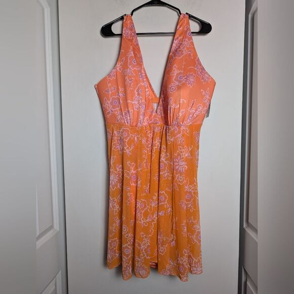 Cacique swim dress orange floral sz 34 vacation travel beach - Picture 1 of 8